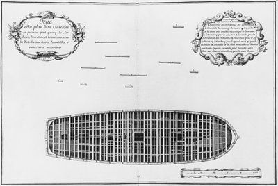 Plan des ersten Decks eines Schiffes, Illustration aus dem 